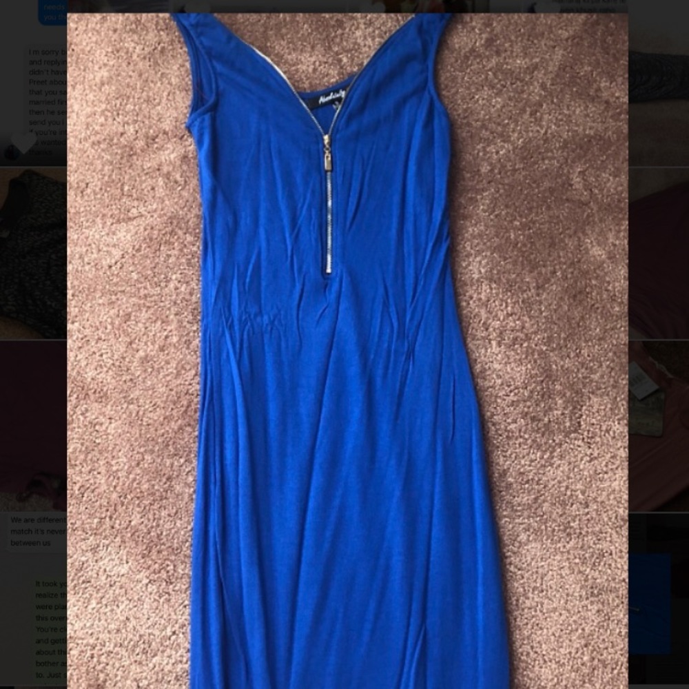 Short blue summer dress, sleeveless, small size